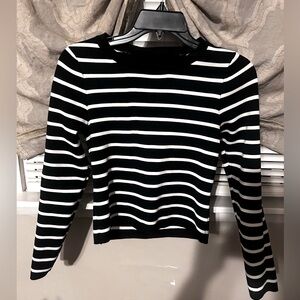 Black and White Striped Crop Top